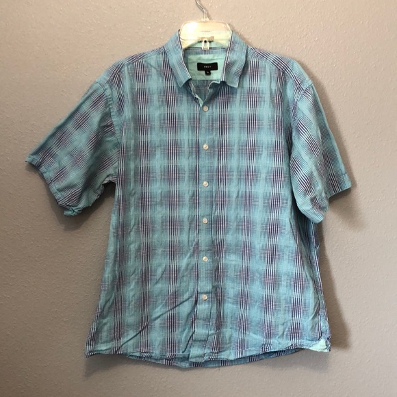 MMXIV plaid shirt Men's XL two tone blue 100% cotton business casual button up - Picture 1 of 10